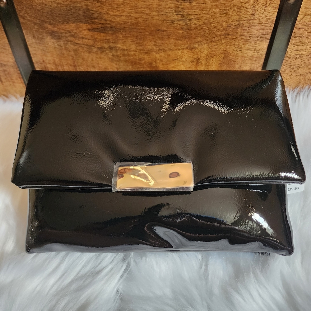 Topshop Wet Look Clutch/Shoulder Bag NWT